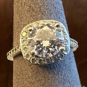 Sterling silver CZ engagement ring sz 6